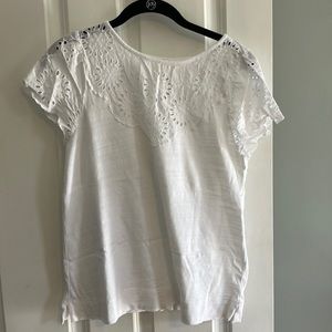 Crisp white tee with embroidery